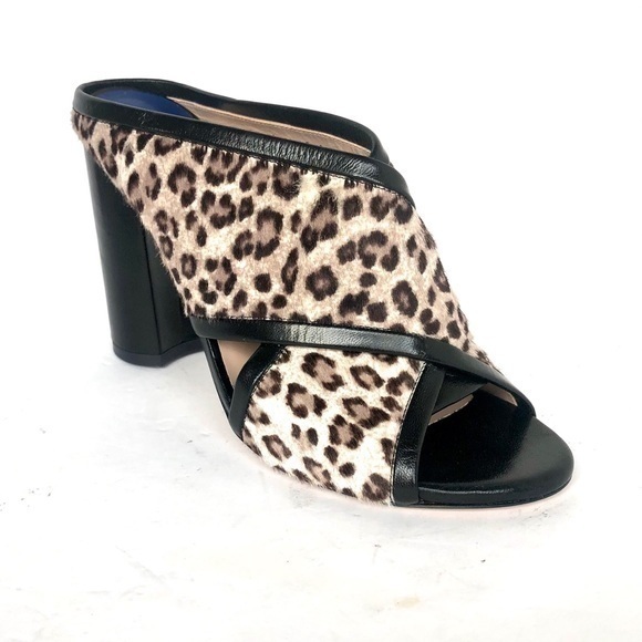 Stuart Weitzman Sam Block Heel Mule leopard Sandal